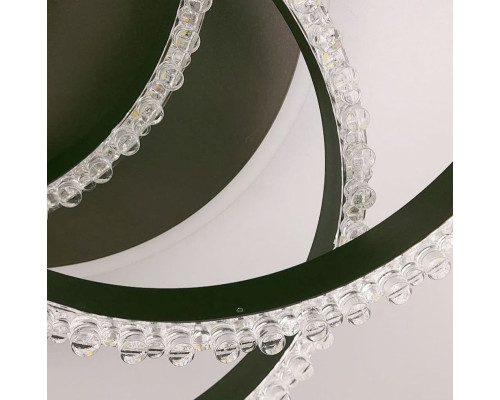 LED люстра на 3 кільця в корпусі coffee з золотистою смужкою