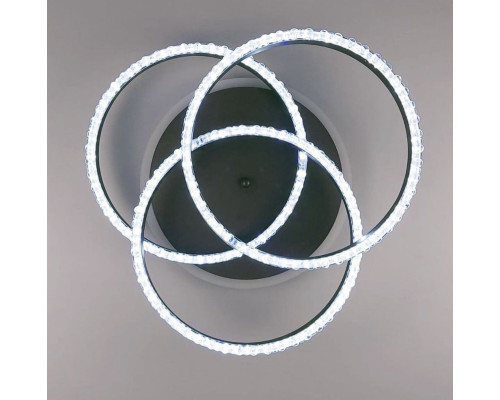 LED люстра на 3 кільця в корпусі coffee з золотистою смужкою