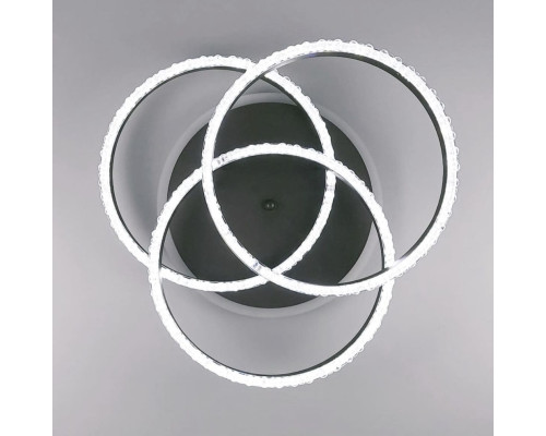 LED люстра на 3 кільця в корпусі coffee з золотистою смужкою