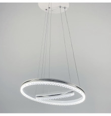 Біла LED люстра на 2 кільця з хромованою смужкою