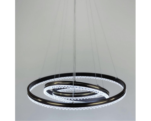 LED люстра кольору coffee на 3 кільця з золотистою смужкою