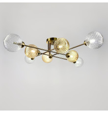 Стельова латунна люстра з 8 гранчастими плафонами