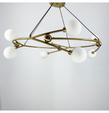 Стильна люстра у формі кільця в корпусі латунь з ніжними плафонами