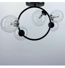 Люстра у формі кільця в чорному корпусі з плафонами Bubble