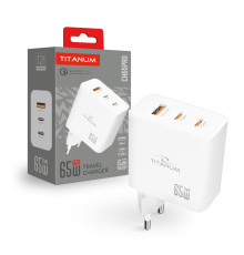 Зарядний пристрій TITANUM CH65PRO GaN 65W 2xUSB-C+USB-A White