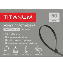 Хомут пластиковий 7.6x300мм 50шт УФ PA6.6 чорний (TF-PH7630-B) TITANUM