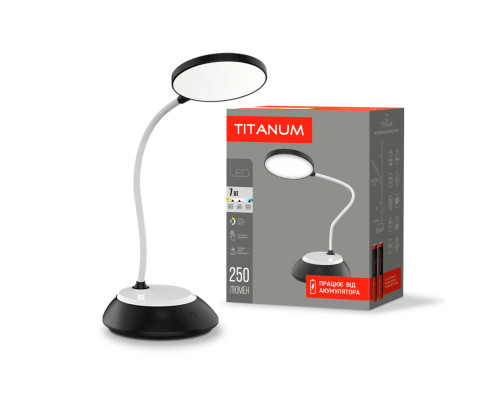 LED лампа настiльна з акумулятором TITANUM TLTF-022B 7W 3000-6500K USB чорна