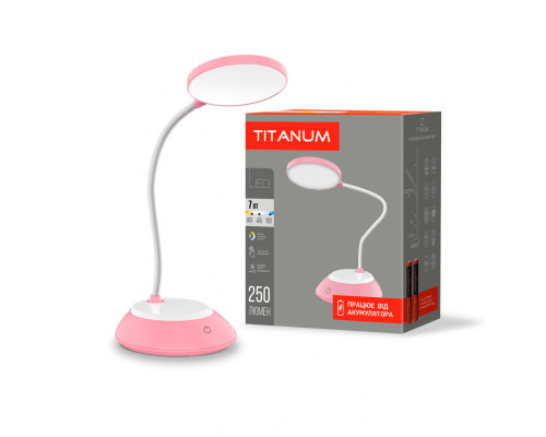 LED лампа настiльна з акумулятором TITANUM TLTF-022P 7W 3000-6500K USB рожева