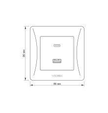 Розетка USB-A + USB-C PD20W біла VIDEX BINERA
