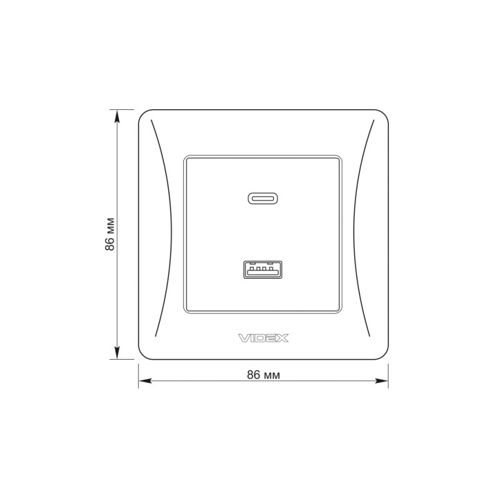 Розетка USB-A + USB-C PD20W біла VIDEX BINERA · VIDEX · products/rozetka-usb-a--usb-c-pd20w-bila-videx-binera