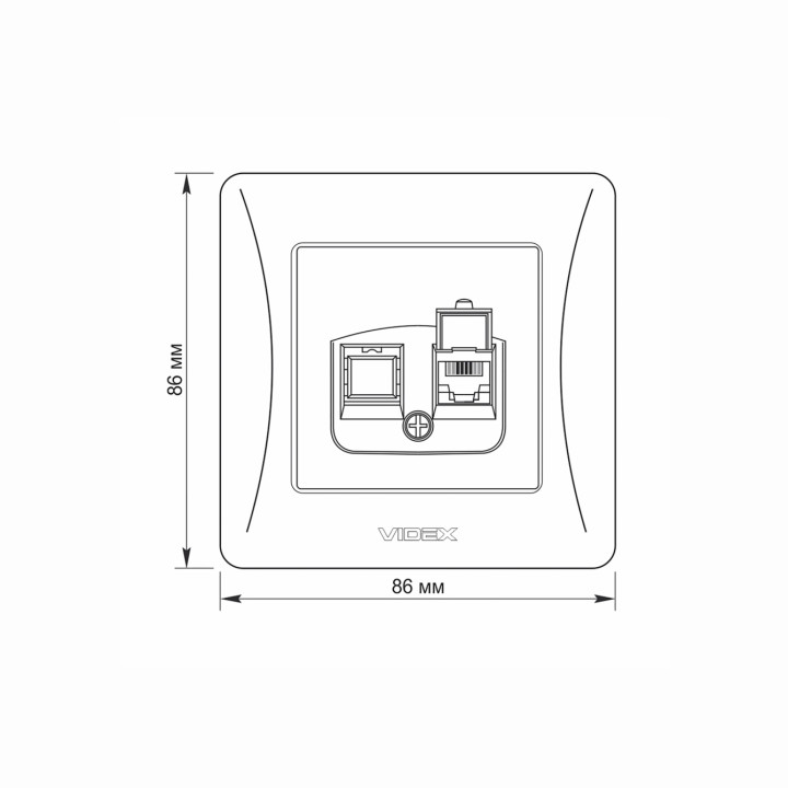 Розетка CAT3 одинарна телефонна чорний графіт VIDEX BINERA · VIDEX · products/videx-vf-bnsk1tf3-bg