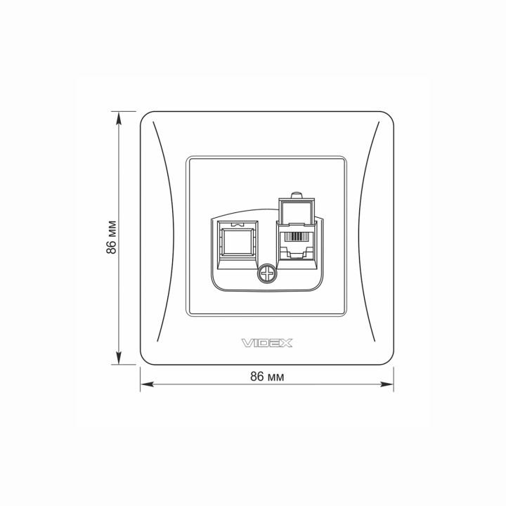Розетка CAT3 одинарна телефонна біла VIDEX BINERA · VIDEX · products/videx-binera-rozetka-cat3-odinarna-telefonna-bila