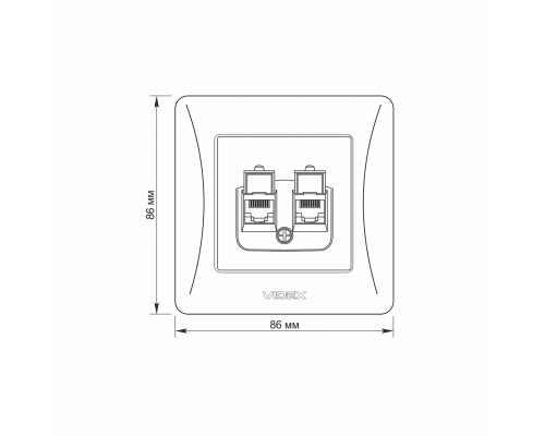 Розетка CAT6+CAT3 подвійна чорний графіт VIDEX BINERA