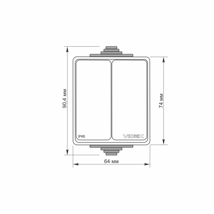 IP65 Вимикач зовнішній двоклавішний сірий VIDEX BINERA · VIDEX · products/videx-vf-bnw12-g