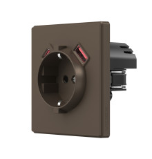 Розетка одинарна із заземленням USB-A+C 20W мокко VIDEX NOTA (VF-NT-SK1GUC-BR)