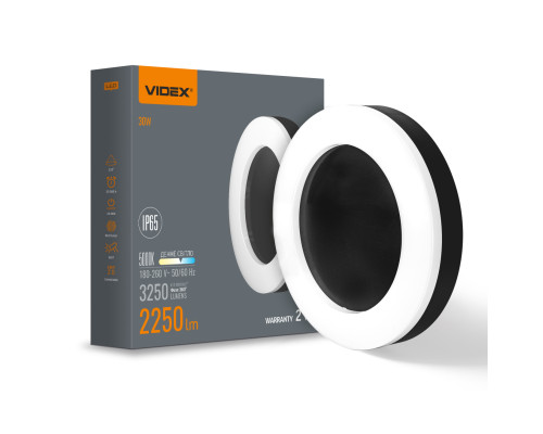 LED світильник ART IP65 круглий VIDEX 30W 5000K Black
