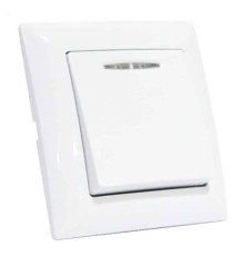 Вимикач 1-клавішний з підсвіткою білий TINA