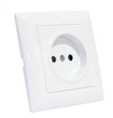 Розетка одинарна без заземлення біла TINA