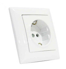 Розетка одинарна з заземленням біла TINA