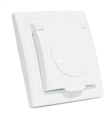 Розетка з заземленням з кришкою біла TINA