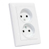 Розетка подвійна без заземлення біла TINA · HOROZ ELECTRIC · 11718