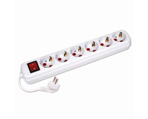 Подовжувач 6 гнізда 3 М з заземленням і вимикачем