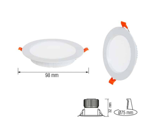 Світлодіодний світильник врізний ALEXA-8 8W 7000К Чорний