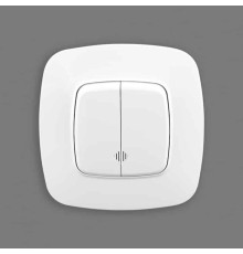 Вимикач 2-клавішний з підсвіткою білий ELA