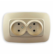 Розетка подвійна без заземлення золото ELA