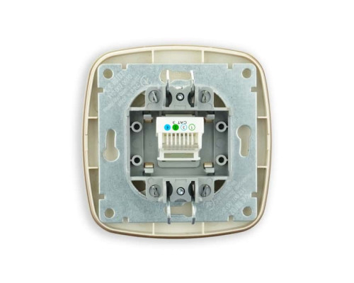 Розетка телефонна чорний-золото ELA