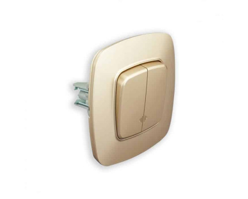 Вимикач 2-клавішний з підсвіткою золото ELA