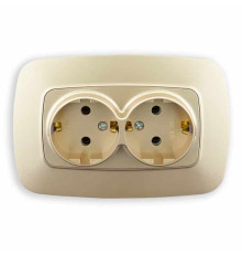 Розетка подвійна з заземленням золото ELA