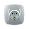 Розетка одинарна з заземленням срібло ELA · HOROZ ELECTRIC · 11910