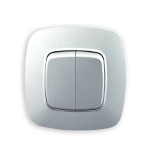Вимикач 2-клавішний срібло ELA