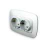 Розетка подвійна з заземленням срібло ELA · HOROZ ELECTRIC · 11778 — 4