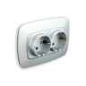 Розетка подвійна з заземленням срібло ELA · HOROZ ELECTRIC · 11778 — 5