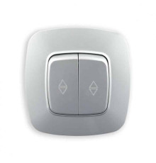 Вимикач прохідний 2-клавішний срібло ELA