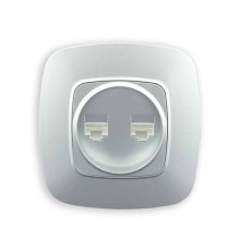 Розетка подвійна комп'ютерна срібло ELA