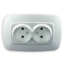 Розетка подвійна без заземлення срібло ELA