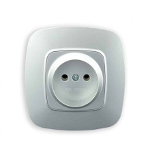 Розетка одинарна без заземлення срібло ELA