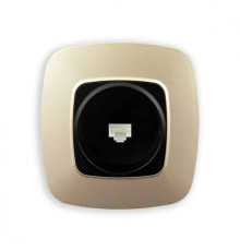 Розетка комп'ютерна чорний-золото ELA