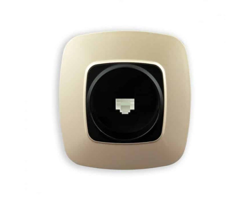 Розетка телефонна чорний-золото ELA