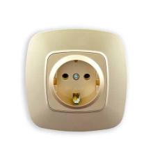 Розетка одинарна з заземленням золото ELA