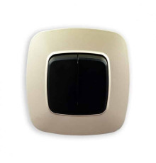 Вимикач 2-клавішний чорний-золото ELA