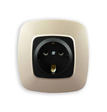 Розетка одинарна з заземленням чорний-золото ELA