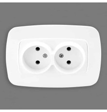Розетка подвійна без заземлення біла ELA