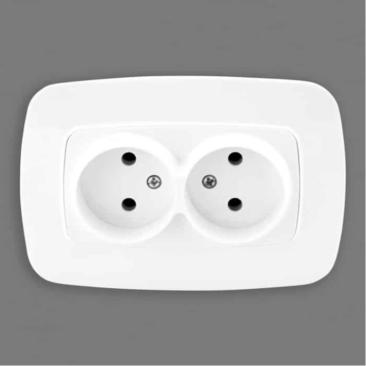 Розетка подвійна без заземлення біла ELA · HOROZ ELECTRIC · 11703