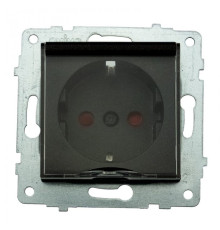 Механізм розетки з заземленням з кришкою та шторками GRANO чорний