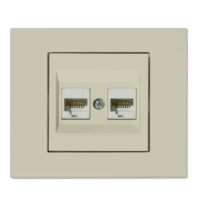 Розетка комп'ютерна двійна (CAT6) кремова GRANO
