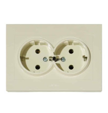 Розетка подвійна з заземленням кремова GRANO